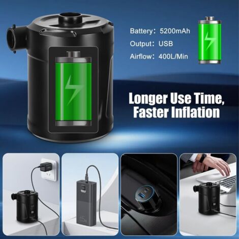 Pompe à Air électrique HOTUT 4000mAh - Gonfleur Et Dégonfleur Rapide Avec Lampe De Camping LED | Idéal Pour Matelas, Piscines, Jouets Gonflables - 7