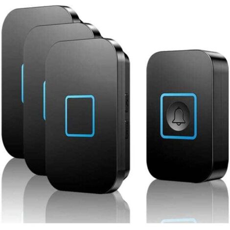 Sonnette sans fil noire, ensemble de sonnettes sans fil, portée de 400 m, sonnette d'entrée extérieure étanche IP55 - CYSLMUK XXW (1/4)