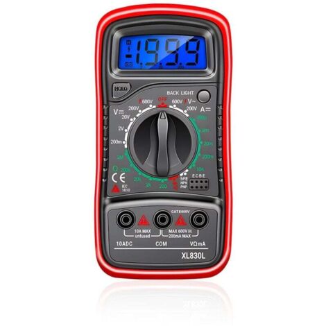 Multimètre numérique XL830L, voltmètre, ampèremètre, ohmmètre LCD portable avec rétroéclairage, étui en silicone antichoc, mesure de haute précision pour l'automobile et les appareils électroménagers (1/4)