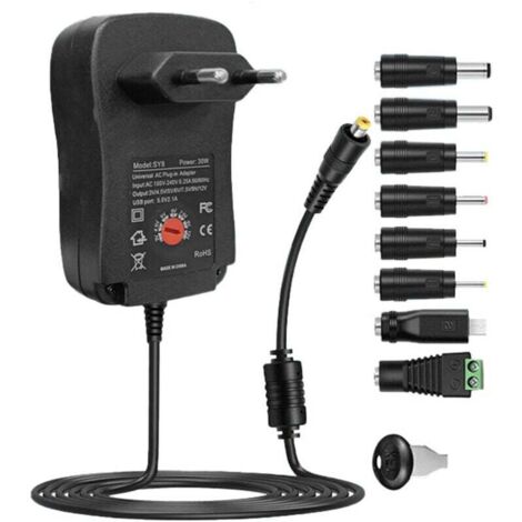 Chargeur multifonction 30 W 8 prises, alimentation réglable standard européenne, adaptateur de chargeur multifonction 3 V à 12 V XXW