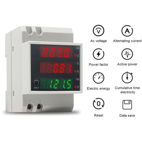 Compteur d'énergie monophasé, voltmètre, ampèremètre, DIN AC80-300 V, 100 A, écran LCD, wattmètre, compteur intermédiaire, facteur de tension, compteur de consommation en kWh XXW (1/4)