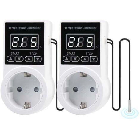 Lot de 2 thermostats numériques avec sonde de chauffage et écran LCD pour reptiles, incubateurs, serres et aquaculture XXW