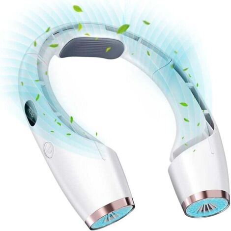 Ventilateur de cou portable, refroidissement à 720°, 6000 mAh, 18 heures d'autonomie, affichage LED à 3 vitesses, ultra silencieux, rechargeable, pour bureau, voyage, extérieur XXW (1/4)