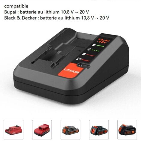 Chargeur de remplacement pour batterie d'outil lithium-ion BlackDeck 14,4 V 20 V XXW (1/4)