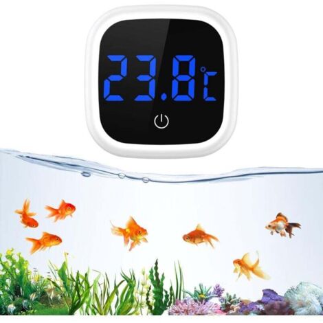 Thermomètre d'aquarium, thermomètre numérique LCD avec écran tactile LED, capteur de température précis, mini thermomètre marin pour aquariums d'eau douce et d'eau de mer XXW