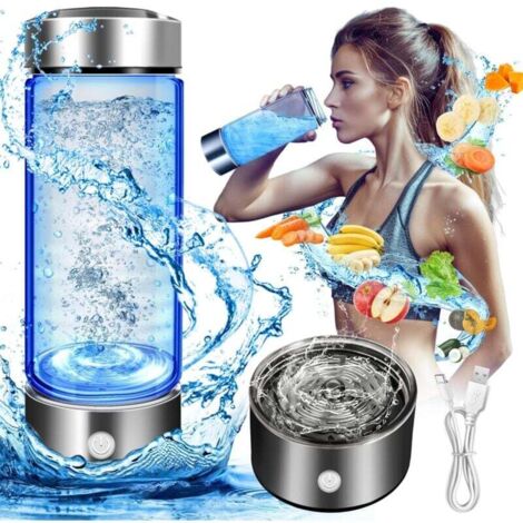 Bouteille d'hydrogène de 420 ml, Machine portable d'ioniseur d'eau hydrogène, générateur d'eau d'hydrogène (argent) (1/5)