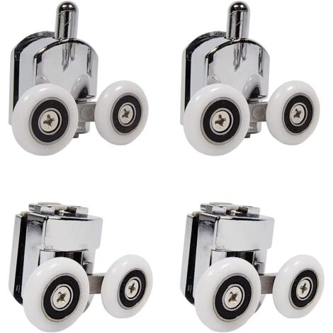 4er-Set Duschräder mit doppelter Schiebetür (2 oben + 2 unten) (25 mm – 2 oben + 2 unten) (1/4)