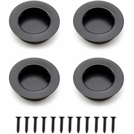 4 pièces maniglie rotonde incassate, maniglie per porte scorrevoli in acciaio inossidabile da 40 mm, maniglie per mobili nere possono essere utilizzate per casetti, armadi, mobili personalizzati YMYN (1/4)