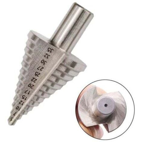 Foret conique étagé, 13 étapes, 5 mm ﻗ° ± 35 mm, foret conique en acier HSS, foret conique 4241, foret emporte-pièce en titane, foret conique, foret hexagonal, ensemble d'outils en acier HSS pour acie (1/4)