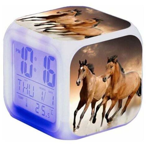 Réveil cheval ﻗ°± alarme animal ﻗ°± LED ﻗ°± avec lumière ﻗ°± brille dans le noir ﻗ°± pour enfants et adultes ﻗ°± cadeaux d'anniversaire pour adultes (1/4)