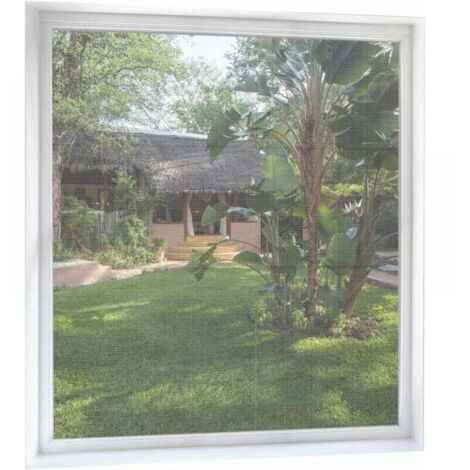 Moustiquaire de fenêtre découpable 150 cm x 180 cm, lot de 2, moustiquaire en tissu avec bande adhésive, maille fine sans perçage – Blanc transparent (1/4)