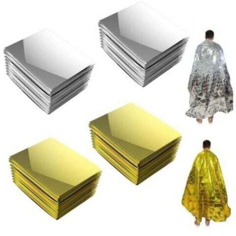 Couverture de survie Lot de 4 couvertures d'urgence 210x160cm couverture thermique réutilisable contre le froid et la chaleur pour les marathons de survie en extérieur ou les premiers secours (1/4)
