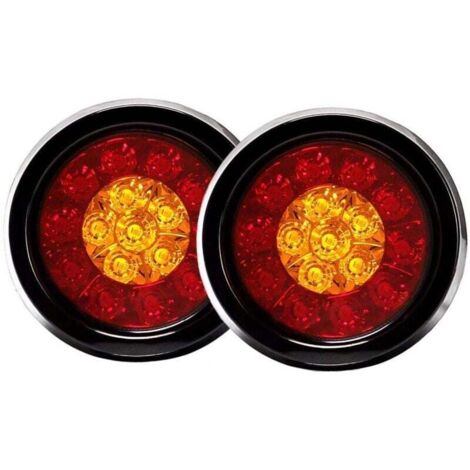 Feu arrière rond à 16 LED avec œillets en caoutchouc noir pour voiture, camion, remorque (1/4)
