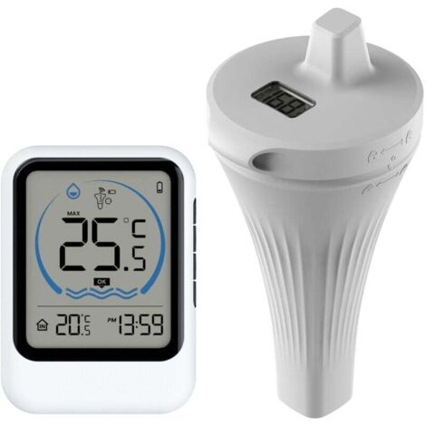 Thermomètre de piscine numérique flottant avec écran LCD, thermomètre flottant sans fil, IP67, thermomètre à eau pour piscines, jacuzzis et spas (1/4)