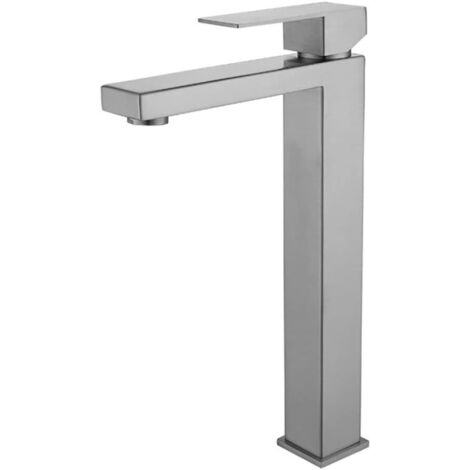 Robinets Bar, Robinet lavabo Moderne à poignée Unique, Robinet Noir argenté, Robinet d'évier lavabo monté sur Le Pont, mélangeur d'eau Chaude et Froide, Robinet en Acier Inoxydable buanderie (1/4)