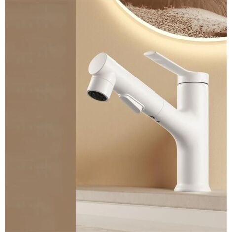 Robinet d'eau chaude et froide, robinet de lavabo de salle de bain, extractible, robinet d'eau chaude et froide pour accessoires de salle de bain, robinets de lavabo (1/4)