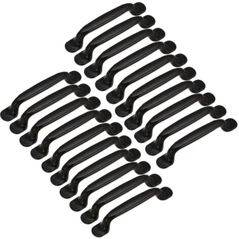 Lot de 20 poignées de porte d'armoire de cuisine, poignées de tiroir, poignées de meubles de chambre, entraxe de 128 mm, aluminium noir (1/4)
