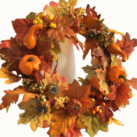 Rosnek Guirlande Lumineuse en Feuille d'érable, 3 m 20 LED, Einzelnes Ahornblatt mit Kürbis, pour Automne Halloween Fête, 1 piéce - Maison
