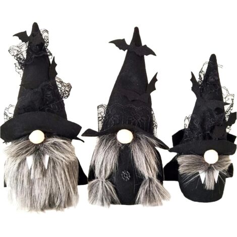 3 pièces Halloween Gnome Poupée En Peluche Poupée Sans Visage avec Longue Barbe Halloween Table Étagère Accessoires Photo Décoration Gnomes Ornement Cadeaux pour Enfants (1/4)