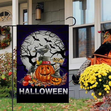 1 pièce drapeau d Halloween, drapeau d Halloween, drapeau de décoration de citrouille créatif décoration de cour double face drapeau de jardin d Halloween (30 × 45 cm) (1/4)