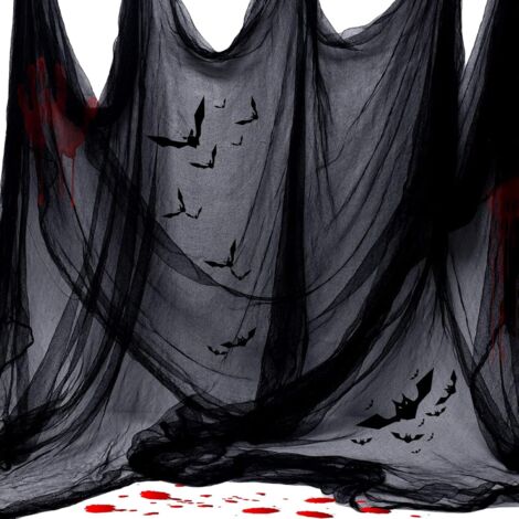 Halloween Tissu Effrayant, 215 x 500 cm Chiffon Effrayant Gaze, Halloween Party Props Rideau d horreur, Gaze Spooky, Halloween Décorations de Terreur Suspendues pour Maison Jardin (1/4)