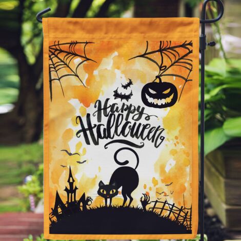 1pcs Drapeau d Halloween, drapeau d Halloween, jardin extérieur double face drapeau d Halloween drapeau de jardin 30×45 cm (1/2)