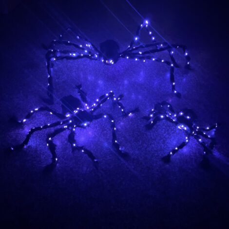 Araignée Géante Poilue XXL 127 Cm Avec Yeux Rouges Lumineux - Décoration Halloween Effrayante Qui Vibre Et Crie !