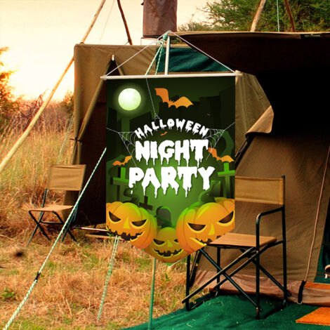 Drapeau d Halloween, drapeau de jardin d Halloween, drapeau de bouclier d Halloween, drapeau de camping, décoration de cour de citrouille, drapeau suspendu (1/4)