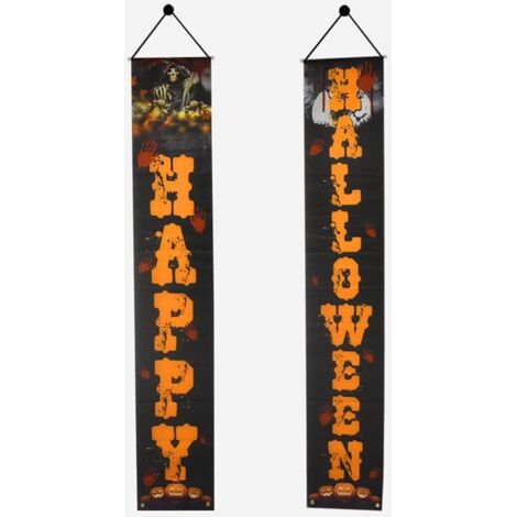 2 pcs Couple Halloween Bannière, Halloween Bannière Décoration Extérieure, Bannière, Halloween Porche Signe, Maison, Porte D entrée, Jardin, Patio (1/4)