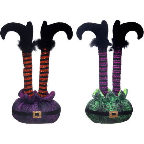 Jambes à l envers 2 pièces décoration Halloween extérieur sorcière Crash jambes accessoires vert (1/4)