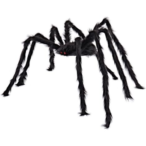 Araignée géante réaliste pour Halloween, décoration d extérieur en peluche, araignée effrayante, accessoires d Halloween, décoration de jardin, maison hantée, bar, restaurant (150 cm) (1/4)