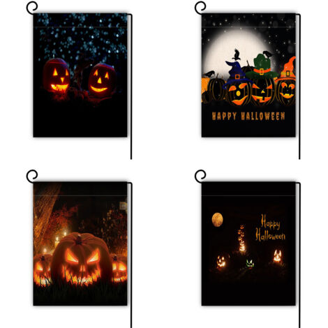 4 pièces drapeaux d Halloween, drapeaux d Halloween, drapeaux de jardin extérieur pour la décoration extérieure de la maison décorations de fête d Halloween 30 × 45 cm (1/4)