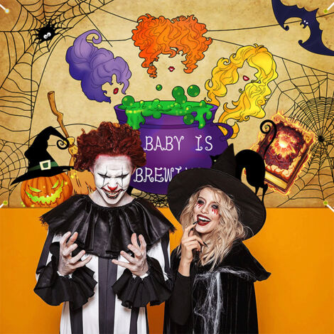 Bannière d Halloween, bannière de décoration de citrouille, bannière de festival de sorcière magique de police créative d Halloween fête d Halloween intérieure et extérieure 180 × 110 CM (1/4)