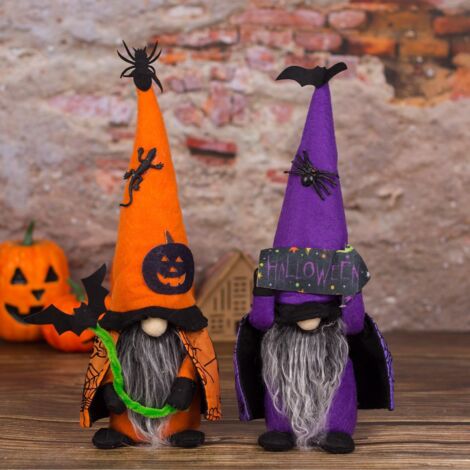 2 pièces de capes fantômes d Halloween, vieil homme sans visage de chauve-souris, ornements de gnome nain, ornements de poupée d Halloween (1/4)