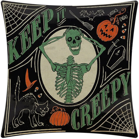 Mini Oreiller Halloween Citrouilles - Needlepoint - Noir Et Orange - 9x6.5 Pouces