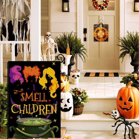 Drapeau d Halloween, Drapeau d Halloween, Lin de Style Nordique Impression numérique Double Face Drapeau de Jardin de Cour Drapeau de Jardin en Polyester de sorcière (30 × 45 cm) (1/4)