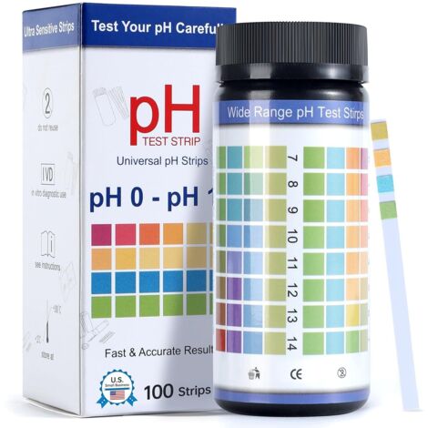 Bandelettes de Test pH 0-14, 100 Pièces, Papier Litmus Universel pour Analyse d'Eau, Liquides, Salive et Urine, Secondes (1/3)