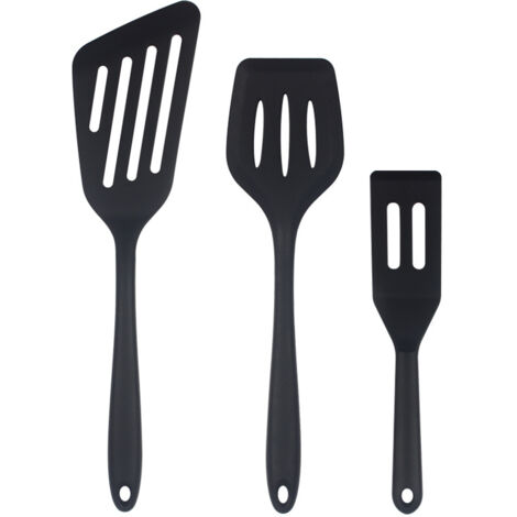 Lot de 3 spatules en silicone, spatule de cuisine, spatule à poisson ajourée pour œufs, crêpes, omelettes (1/4)