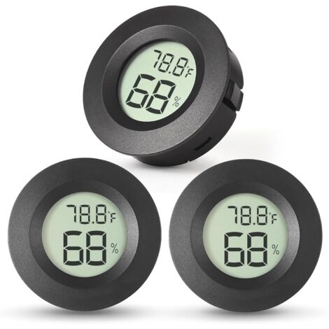 Lot de 3 mini hygromètres et thermomètres d'intérieur et d'extérieur pour maison, bureau, reptiles, voiture, serre (1/4)