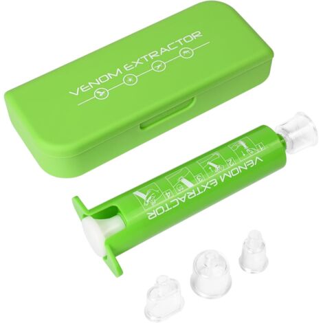 Aspirateur de Venin, Pompe de Succion pour Piqûres d'Insectes et Morsures, 3 Tailles de Ventouses, Kit de Secours Randonnée (1/3)