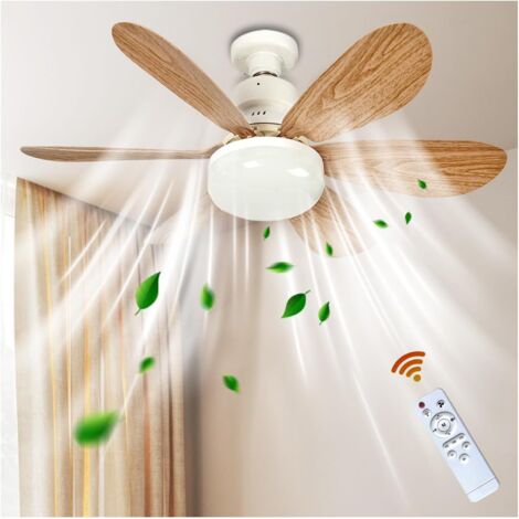 Ventilateur de plafond à LED pour chambre à coucher, culot E27 à intensité variable, avec lumière et télécommande, 3 couleurs (1/4)