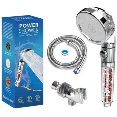 Pommeau de douche haute pression, pommeau de douche avec filtre anticalcaire, pommeau de douche massant universel à économie d'eau, 3 modes de douche, convient à la salle de bain (1/4)