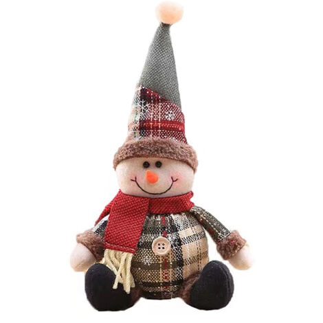 Décorations de Noël, peluches bonhomme de neige et Père Noël, cadeaux pour une fête de Noël avec cheminée. (1/4)