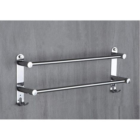 Porte-serviettes, porte-serviettes mural en acier inoxydable, pour salle de bain ou cuisine - 40cm (1/4)