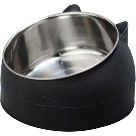 Gamelle multifonctionnelle en acier inoxydable pour chat, noire, 200 ml (1/4)