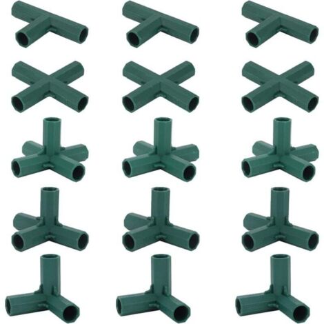15 connecteurs pour structure de serre, connecteurs d'angle pour structure de jardin, tige à hélice de 16 mm, 4 types de supports robustes et stables pour serre (1/4)
