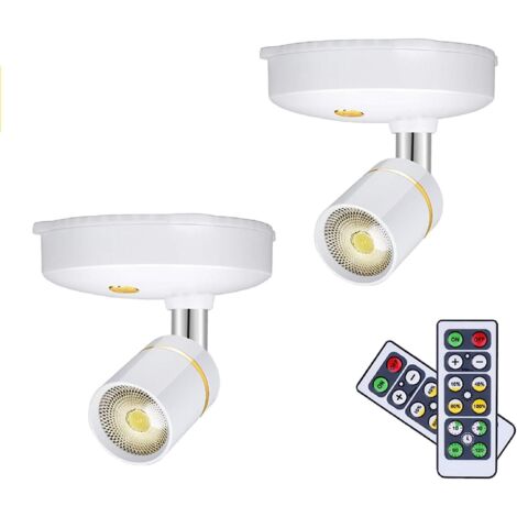 Spots sans fil Lampes pour tableaux à piles Mini lumières d'accentuation Spot à LED d'intérieur à intensité variable avec télécommande sur n'importe quel mur Lumière chaude murale rotative (paquet de
