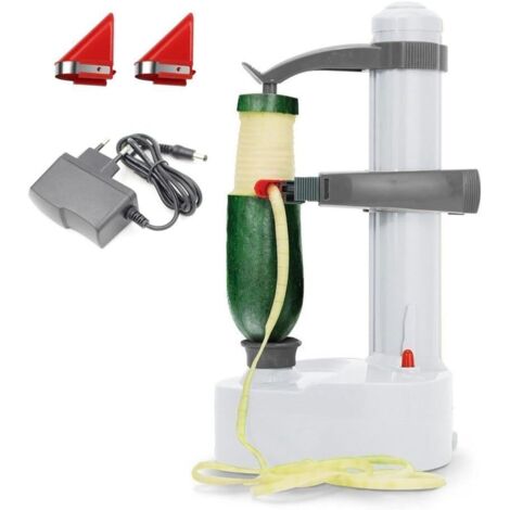 Eplucheur de Pommes de Terre Electrique KKWLELEL [2 Lames supplementaires] - Coupe Automatique de Fruits et legumes rotatifs,blanc (1/4)