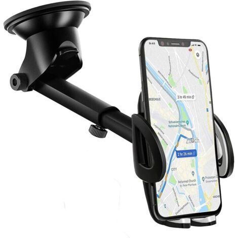 Support Telephone Voiture Tableau de Bord [2 en 1] Rotation 360° Universel Support Portable Voiture Ventouse pour Pare-Brise (1/5)