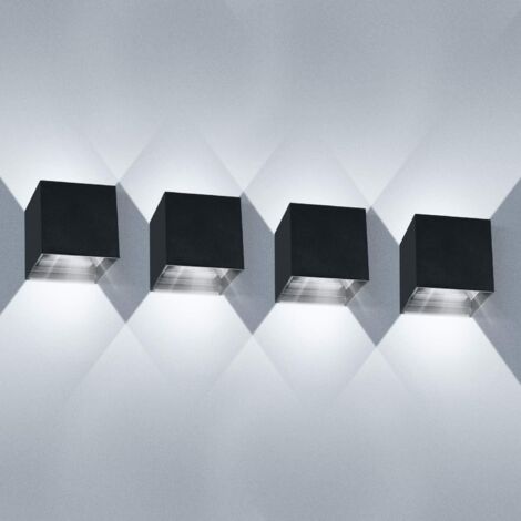 Applique Murale Interieur LED 10W 4 Pack Applique Murale Exterieur Étanche IP65 Angle de Faisceau réglable Aplique Mural Moderne Blanc Froid 6000K